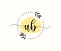 initial UB Feminine logo beauty monogram and elegant logo design, handwriting logo of initial signature, wedding, fashion, floral