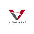 Initial V eagle logo vector design