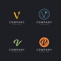 Initial V logo with restaurant elements Royalty Free Stock Photo