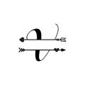 Initial v love monogram split letter vector isolated Royalty Free Stock Photo