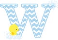 Initial w with cute baby rubber duck