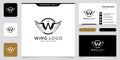 Initial W letter logo and wings symbol. Wings design element, initial logo Wings W icon Royalty Free Stock Photo