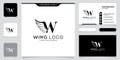 Initial W letter logo and wings symbol. Wings design element, initial logo Wings W icon Royalty Free Stock Photo