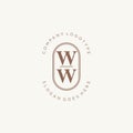 Initial WW beauty monogram and elegant logo design