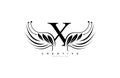 Initial X Typography Flourishes Logogram Beauty Wings Logo