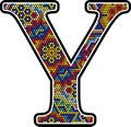 Initial y with colorful mexican huichol art style Royalty Free Stock Photo