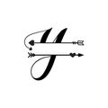 Initial y love monogram split letter vector isolated Royalty Free Stock Photo