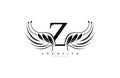 Initial Z Typography Flourishes Logogram Beauty Wings Logo