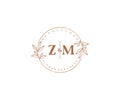 initial ZM letters Beautiful floral feminine editable premade monoline logo suitable for spa salon skin hair beauty boutique and