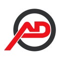 Initials AD letters logo vector images. AD logo monogram circle icon. DA letter logo design. AD logo O circle icon Royalty Free Stock Photo