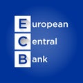 Initials ECB of the European central bank with blue background