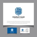 Initials iAb logo letters shielding pattern with a business card vector