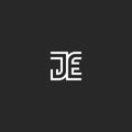 Initials of JE or EJ letters creative logo monogram, combination J and E letters, linear design with double parallel lines, emblem