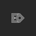 Initials letters EO or OE monogram logo minimal style lines art, initials E and O identity hipster emblem mockup