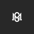 Initials letters MG or GM logo monogram, two intersection letters M and G emblem, weaving symbol minimalist style art