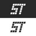 Initials letters ST or TS monogram logo from blocks geometric shape, combination two letters T and S typography dots italic font