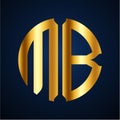 Initials M B circular shape and elegant gold color