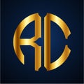 Initials R C circular shape and elegant gold color