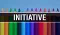 Initiative concept with education and back to school concept. Creative educational sketch and Initiative text with colorful Royalty Free Stock Photo