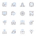 Initiative plotting line icons collection. Strategy, Planning, Vision, Action, Innovation, Execution, Direction vector