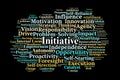 Initiative Word Cloud. Core Concepts of Proactivity Self-Starting and Personal Agency Royalty Free Stock Photo
