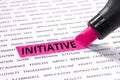 Initiative word highlighted with marker on paper Royalty Free Stock Photo