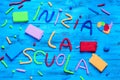 Inizia la scuola, back to school written in italian Royalty Free Stock Photo