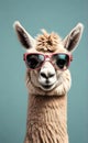 happy funny Llama wearing sunglasses