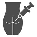 Injection into buttocks solid icon, injections concept, Intramuscular injection sign on white background, patient Royalty Free Stock Photo