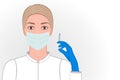 Injection_Female doctor in medical mask with syringe in hand for injection or vaccination Royalty Free Stock Photo