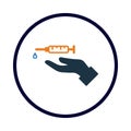 injection, hand, syringe, injection syringe on hand icon