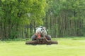 Injection of manure in a pasture Royalty Free Stock Photo