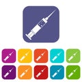 Injection syringe icons set flat Royalty Free Stock Photo