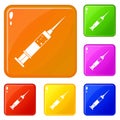 Injection syringe icons set vector color Royalty Free Stock Photo