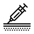 Injection of syringe under skin icon vector outline illustration