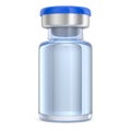 Injection vaccine in blue glass pharmacy vial bottle