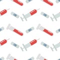 Injection and vaccine seamless pattern on vaccination theme