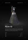 Merlin 1D (vacuum version) Rocket engine 3D illustration poster Royalty Free Stock Photo
