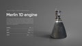 Merlin 1D (vacuum version) Rocket engine 3D illustration poster