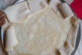Injera, a fermented flatbread made with teff flour Royalty Free Stock Photo