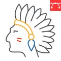 Injun color line icon, america and navajo, redskin sign vector graphics, editable stroke linear icon, eps 10.