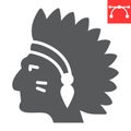 Injun glyph icon, america and navajo, redskin sign vector graphics, editable stroke solid icon, eps 10.