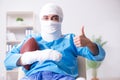 The injured american football player recovering in hospital Royalty Free Stock Photo