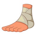 Injured ankle icon, cartoon style