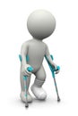 Injured 3D Character with Crutches