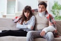 The injured family of wife and husband recovering at home Royalty Free Stock Photo