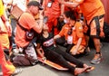 Injured during Feast of Black Nazareno, Philippines Royalty Free Stock Photo