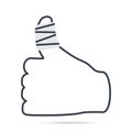 Injured finger and bandage icon. Medical sign simple line icon