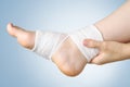 Injured foot with bandage Royalty Free Stock Photo