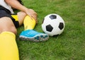 Injured Football Player On Field. Royalty Free Stock Photo